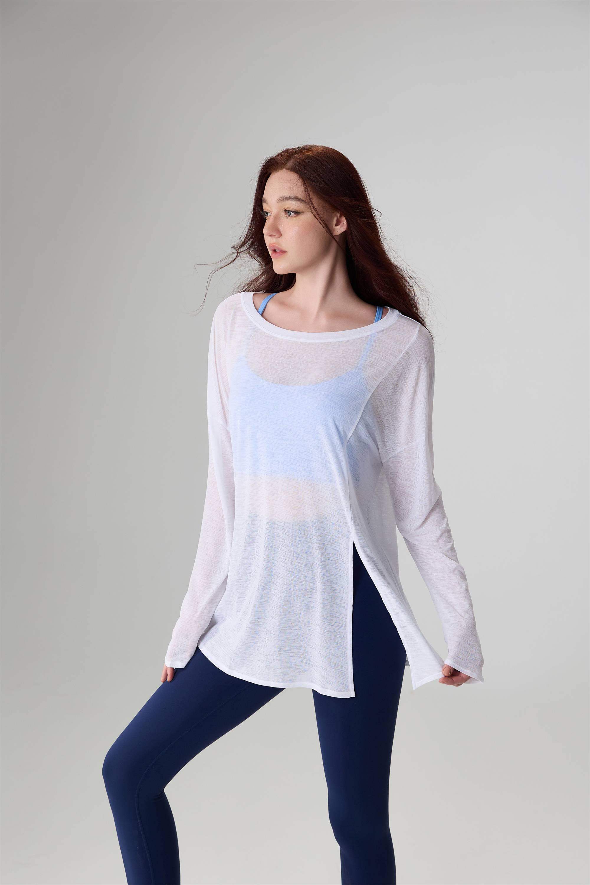 Loose-Fit Breathable Slub Yarn Sports Top