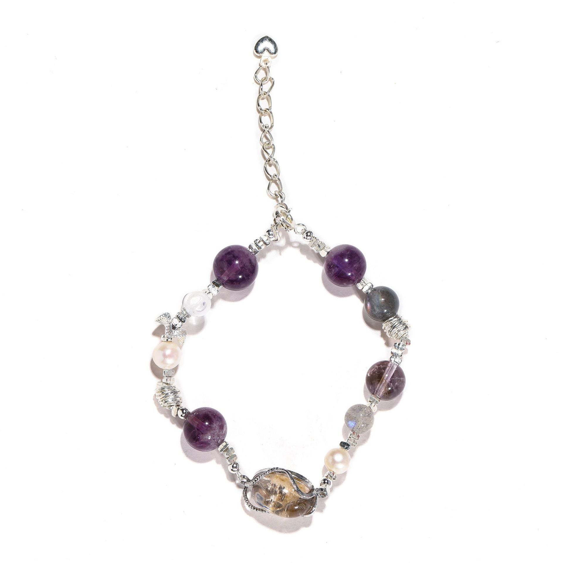 Natural purple-gray Crystal, Crystal bracelet, Healing Crystal, Energy Crystal