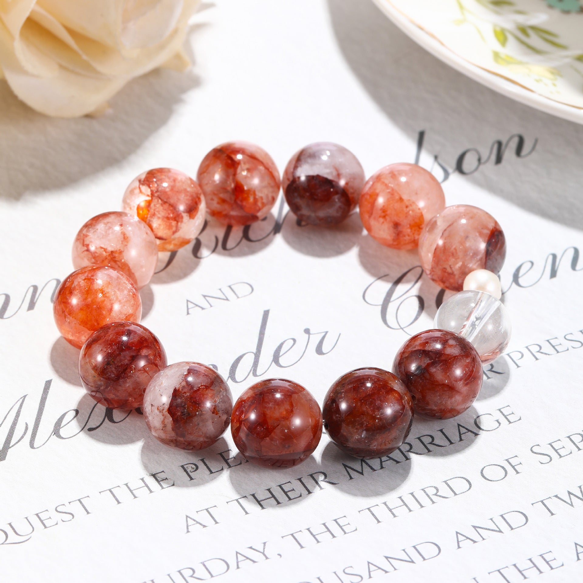 White Crystal pearl bracelet, Crystal bracelet, Healing Crystal, Energy Crystal
