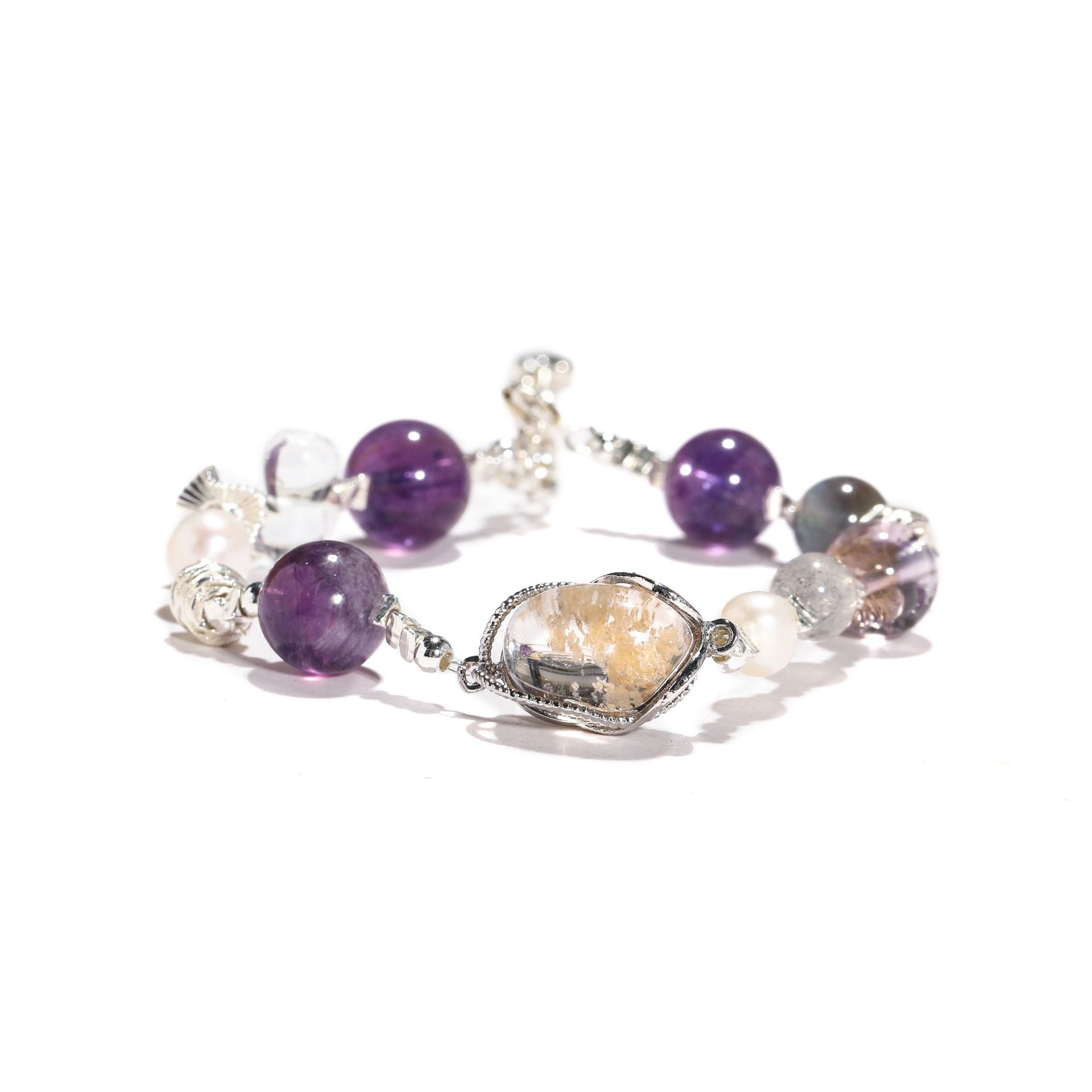 Natural purple-gray Crystal, Crystal bracelet, Healing Crystal, Energy Crystal