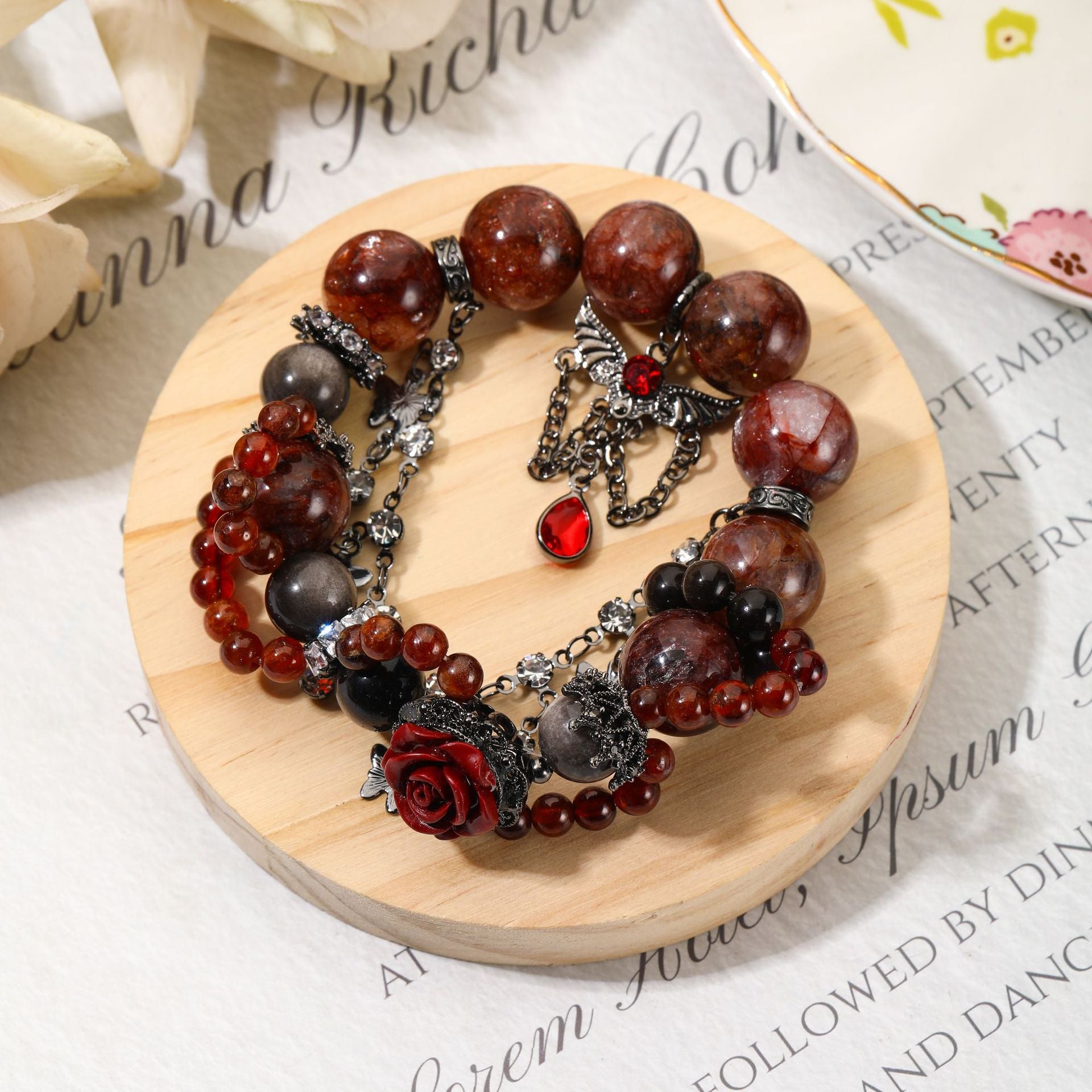 Gothic rose Crystal bracelet, Crystal bracelet, Healing Crystal, Energy Crystal