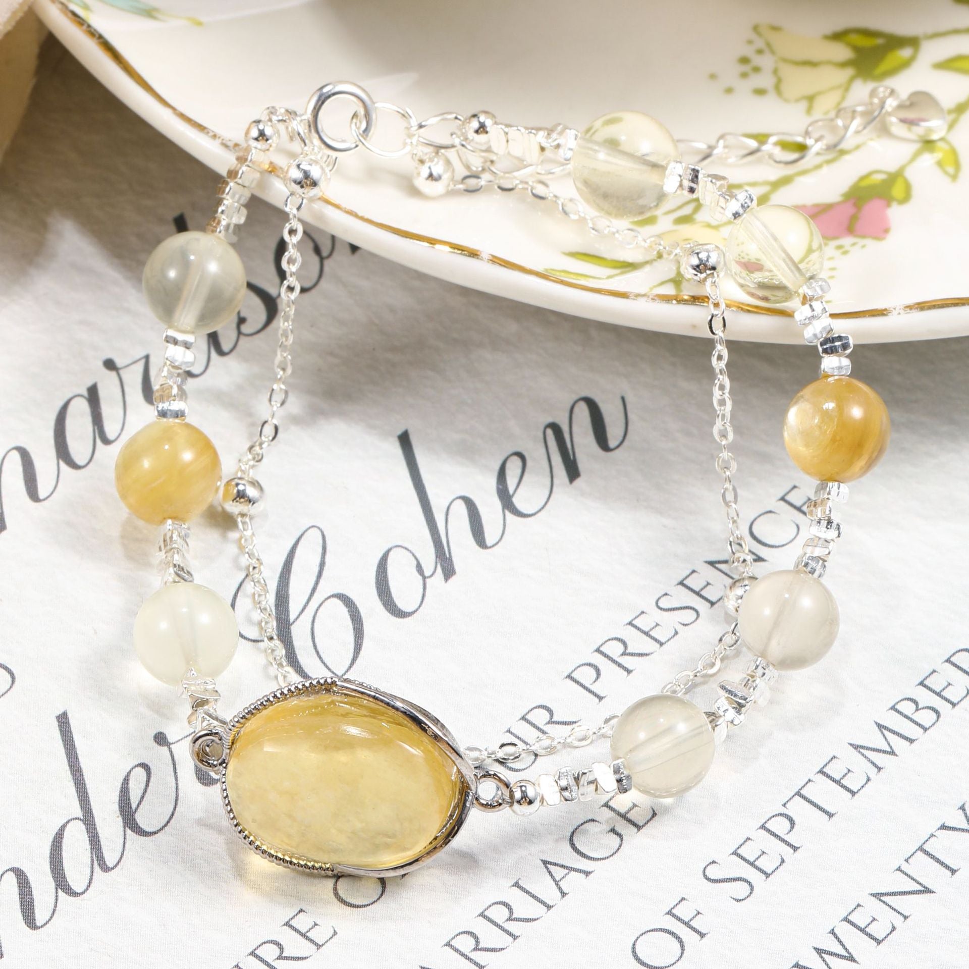 Natural yellow Crystal, Crystal bracelet, Healing Crystal, Energy Crystal