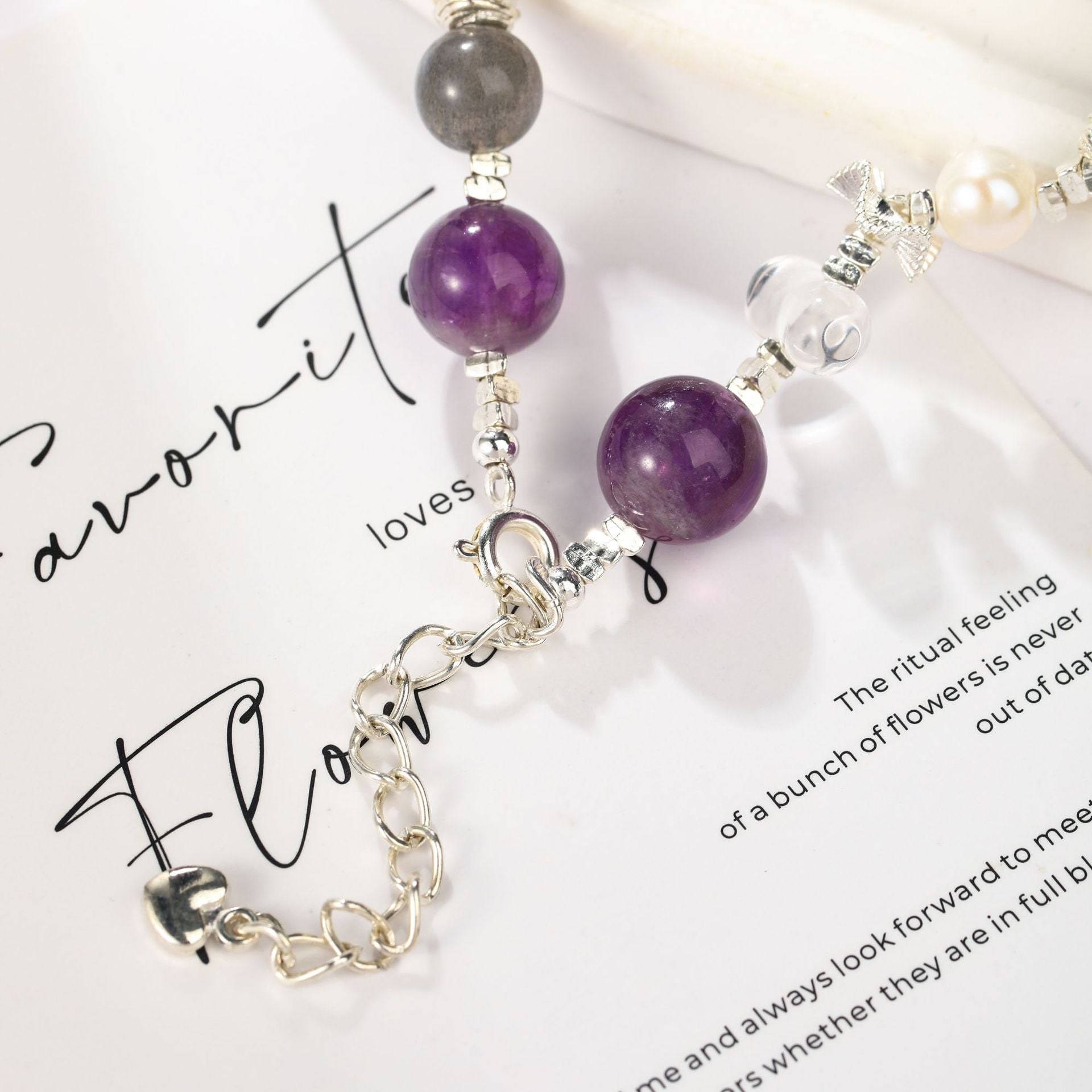 Natural purple-gray Crystal, Crystal bracelet, Healing Crystal, Energy Crystal
